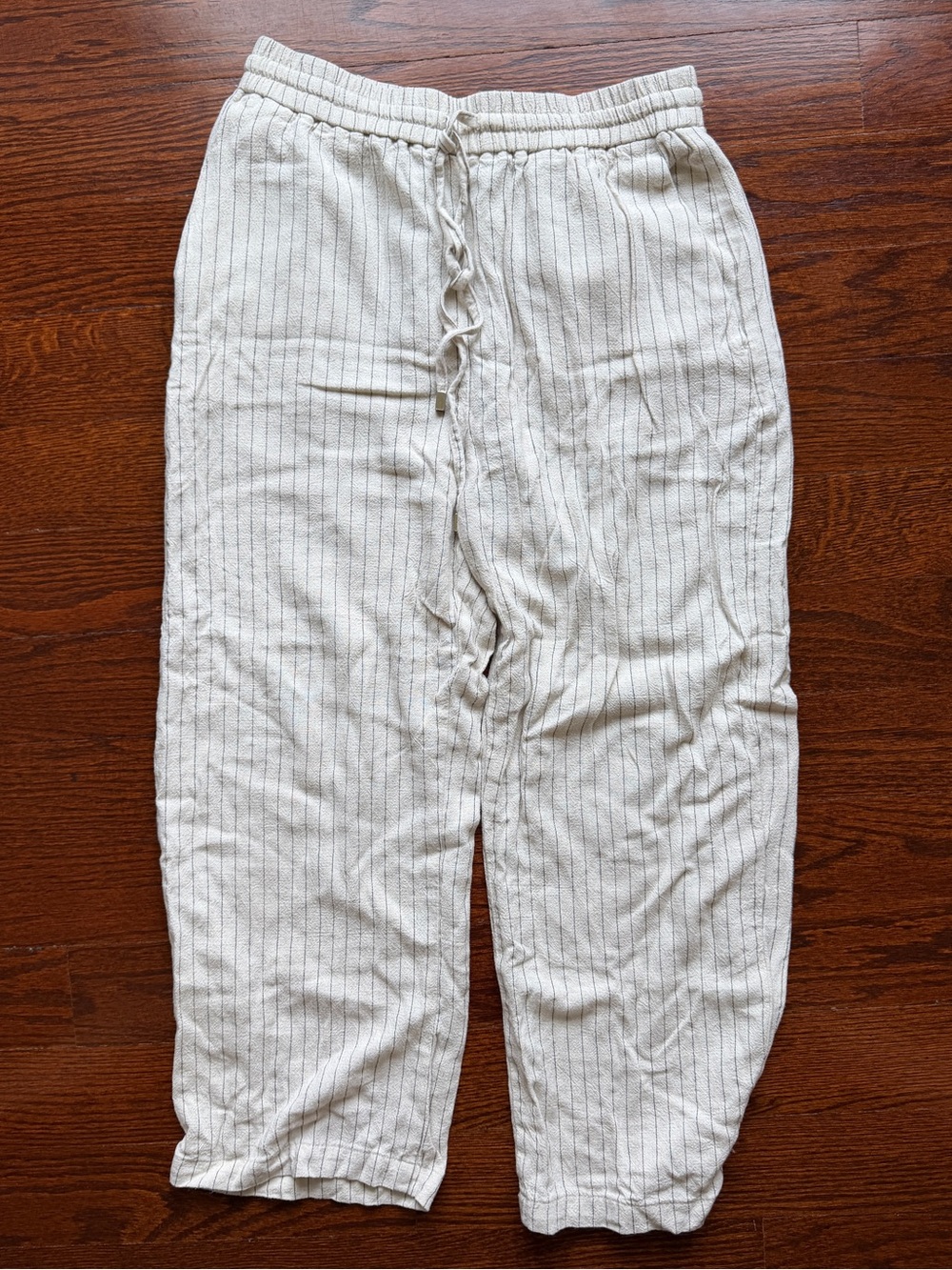 Zara wide leg linen pants with thin stripes